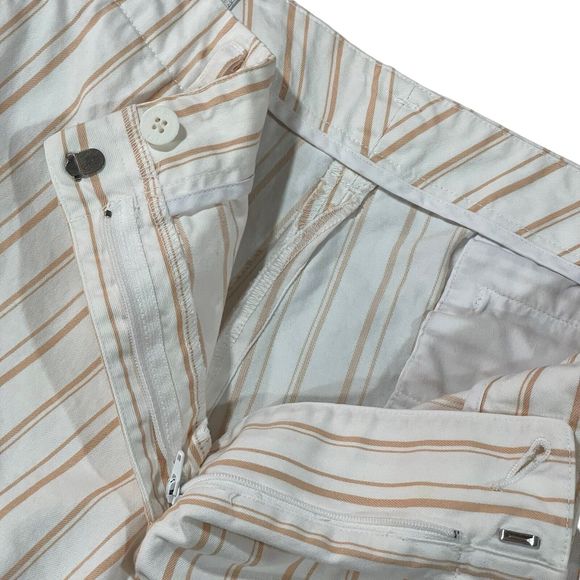 Brooks Brothers Women's Sz 16 Stretch Cropped Ankle Pants White Tan Striped - Picture 9 of 10